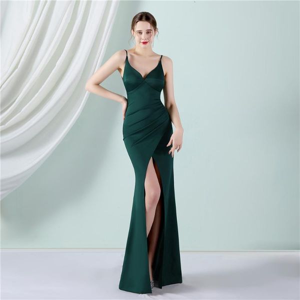 party dresses soft satin strap green dress slit evening women's backless maxi long prom 18578party, White;black
party dresses soft satin strap green dress slit evening women's backless maxi long prom 18578party, White;black