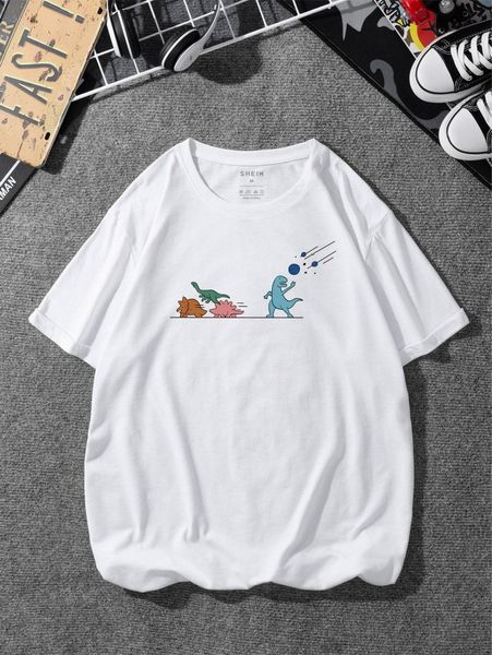 men dinosaur print tee u8xc#, White;black