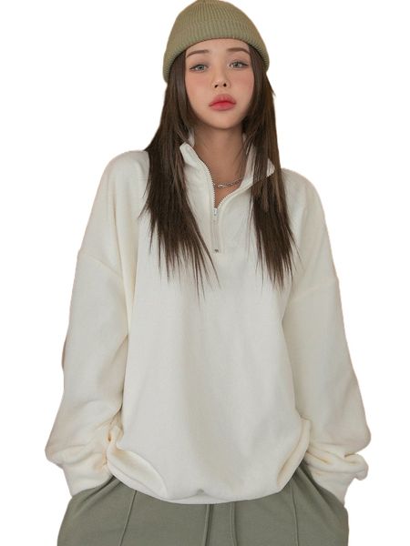 dazy half zip drop shoulder oversized fleece sweatshirt n1w2#, Black
dazy half zip drop shoulder oversized fleece sweatshirt n1w2#, Black