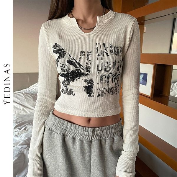 yedinas vintage letter print long sleeve crop women slim autumn t shirt korean style chic grunge aesthetic streetwear 220728, White
yedinas vintage letter print long sleeve crop women slim autumn t shirt korean style chic grunge aesthetic streetwear 220728, White