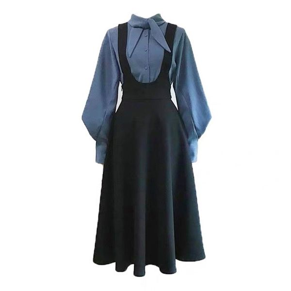 perhaps u women vintage set black zipper strap skirt blue lantern sleeve long sleeve button shirt autumn t0237 t200325, White
perhaps u women vintage set black zipper strap skirt blue lantern sleeve long sleeve button shirt autumn t0237 t200325, White