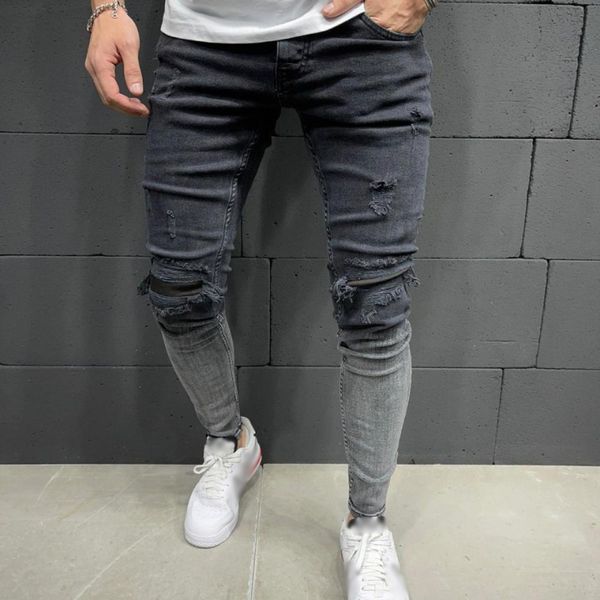 men ripped skinny jeans fashion gradient color distressed stretch slim fit jeans man hip hop destroyed fringe denim pencil pants, Blue
men ripped skinny jeans fashion gradient color distressed stretch slim fit jeans man hip hop destroyed fringe denim pencil pants, Blue