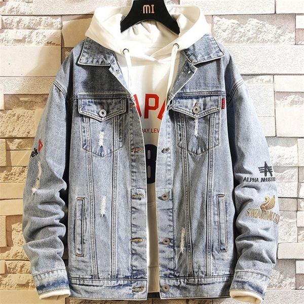 spring and autumn teenagers denim loose casual trend large size jacket male fashion jacket men 220815, Black;brown
spring and autumn teenagers denim loose casual trend large size jacket male fashion jacket men 220815, Black;brown