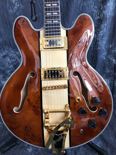 custom semi hollow jazz guitar, mahogany body, rotten wood + flame maple large rocker guitar, manufacturer straight hair
custom semi hollow jazz guitar, mahogany body, rotten wood + flame maple large rocker guitar, manufacturer straight hair