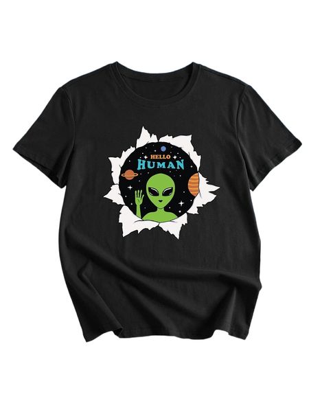 romwe x coffeeman alien graphic tee c8ox#, White
