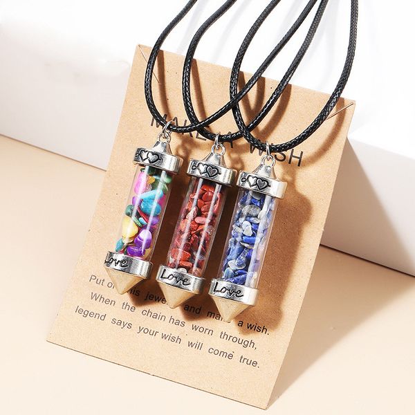 natural crystal crushed stone wishing love bottle cone pendulum pendant necklace make wish card necklaces healing for women men, Silver
natural crystal crushed stone wishing love bottle cone pendulum pendant necklace make wish card necklaces healing for women men, Silver