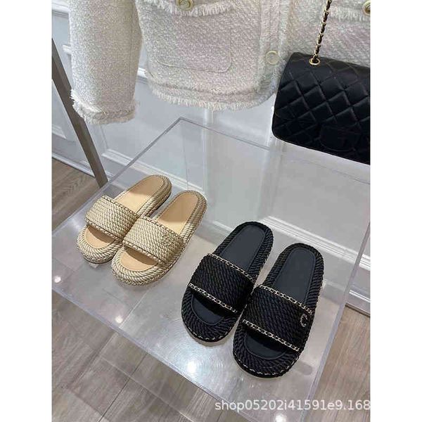 slippers summer style small fragrant slippers women wear herringbone belt chain hemp rope woven holiday beach shoes in, Black
slippers summer style small fragrant slippers women wear herringbone belt chain hemp rope woven holiday beach shoes in, Black