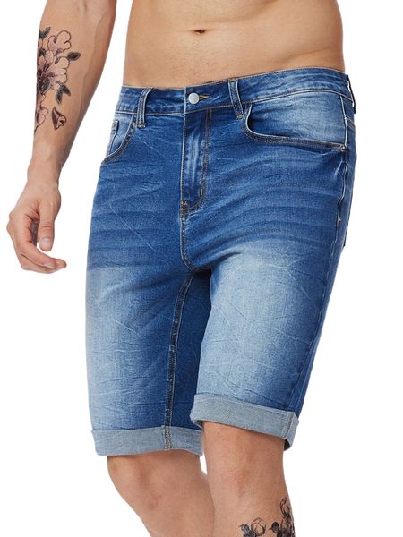 men moustache effect roll up hem denim shorts x6vz#, White;black
