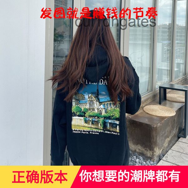2022 designer blgc hoodies 21 autumn winter new hoodie sweater notre dame castle print fleece men's and women's same loose b home, Black
2022 designer blgc hoodies 21 autumn winter new hoodie sweater notre dame castle print fleece men's and women's same loose b home, Black
