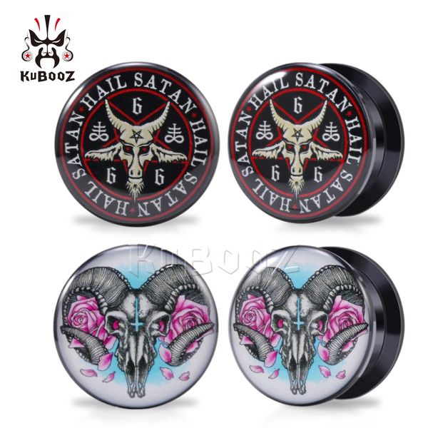 kubooz acrylic sheep head ear tunnel plugs gauges body piercings jewelry piercing expander wholesale 6-25mm 80pcs, Silver