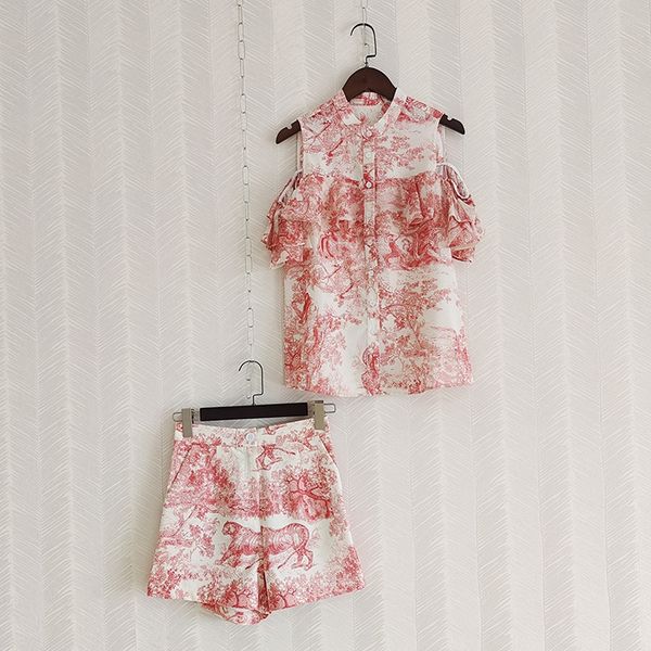 runway two piece pants short sleeve ruffles fashion shorts forest animal print, White
runway two piece pants short sleeve ruffles fashion shorts forest animal print, White