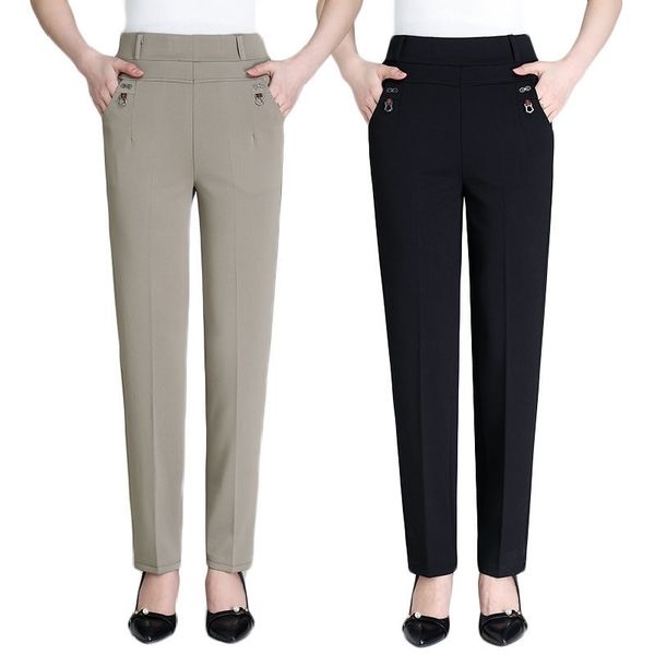 casual pants women new summer autumn high waist elasticity straight pants slim trousers female khaki black plus size xl5xl y200114, Black;white
casual pants women new summer autumn high waist elasticity straight pants slim trousers female khaki black plus size xl5xl y200114, Black;white