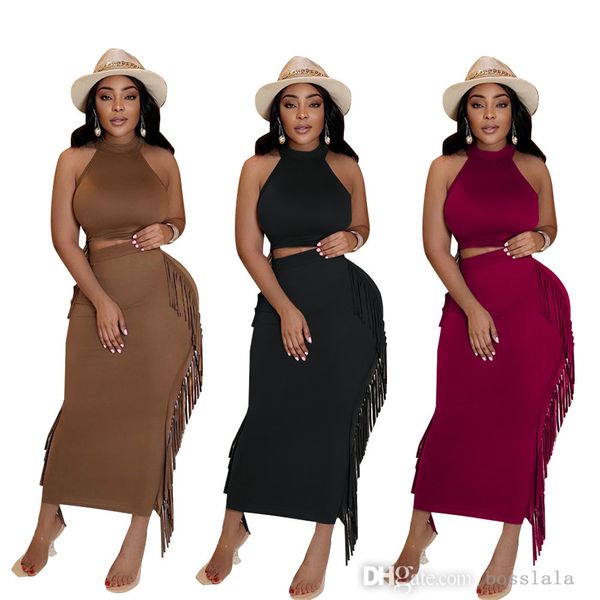 women tassel two piece dress outfits solid color backless hanging neck dresses suit nightclub wear s-xxl, White
women tassel two piece dress outfits solid color backless hanging neck dresses suit nightclub wear s-xxl, White