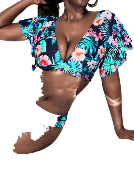 tropical print knot back bikini swimsuit o9v1#, White;black
tropical print knot back bikini swimsuit o9v1#, White;black