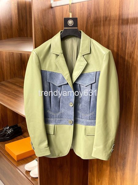men's jackets the rare matcha green lamb skin splicing suit in zhenpin series is a classic for men, Black;brown
men's jackets the rare matcha green lamb skin splicing suit in zhenpin series is a classic for men, Black;brown