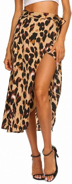 women's boho leopard skirt high low split summer beach midi wrap skirts 89qj#, White;black
women's boho leopard skirt high low split summer beach midi wrap skirts 89qj#, White;black
