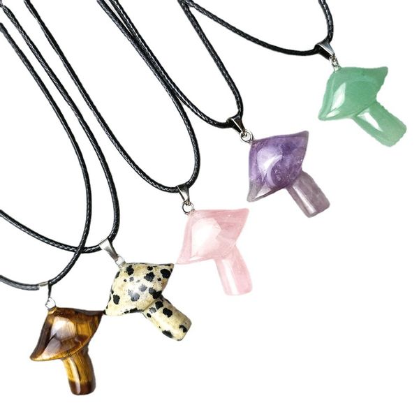 healing chakra mushroom pendant necklace for women men natural quartz crystal rock charm choker jewelry 45cm black leather cord, Silver
healing chakra mushroom pendant necklace for women men natural quartz crystal rock charm choker jewelry 45cm black leather cord, Silver