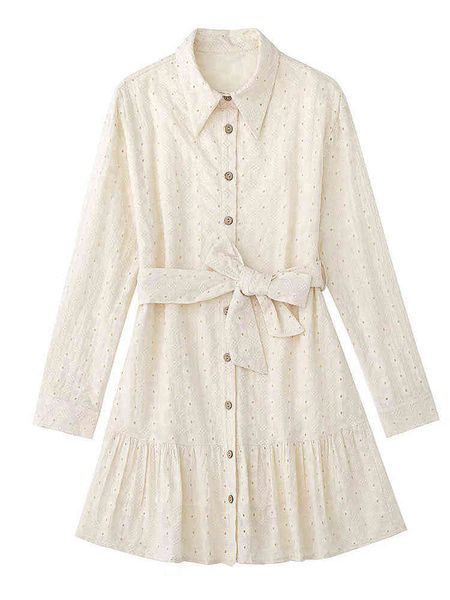 2022 spring women fashion cutout embroidered shirt dress casual long sleeve single-breasted lapel with belt mini dress l220714, Black;gray
2022 spring women fashion cutout embroidered shirt dress casual long sleeve single-breasted lapel with belt mini dress l220714, Black;gray