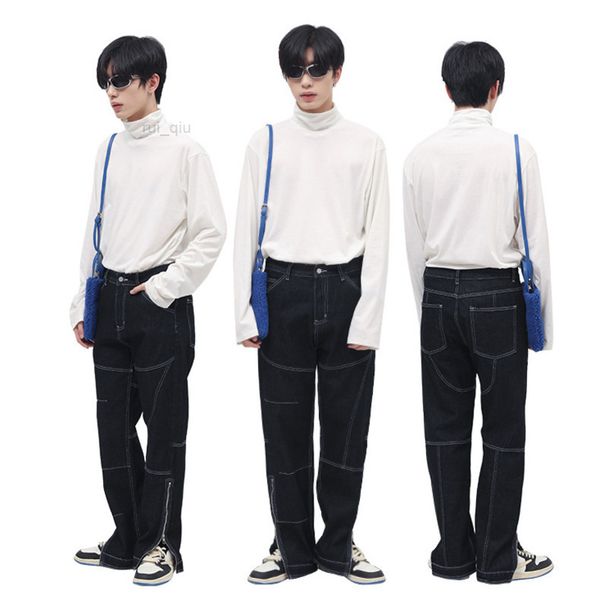 straight loose korean zipper design mid-waist washed black jeans men 2022 spring streetwear fashion denim trousers, Blue
straight loose korean zipper design mid-waist washed black jeans men 2022 spring streetwear fashion denim trousers, Blue
