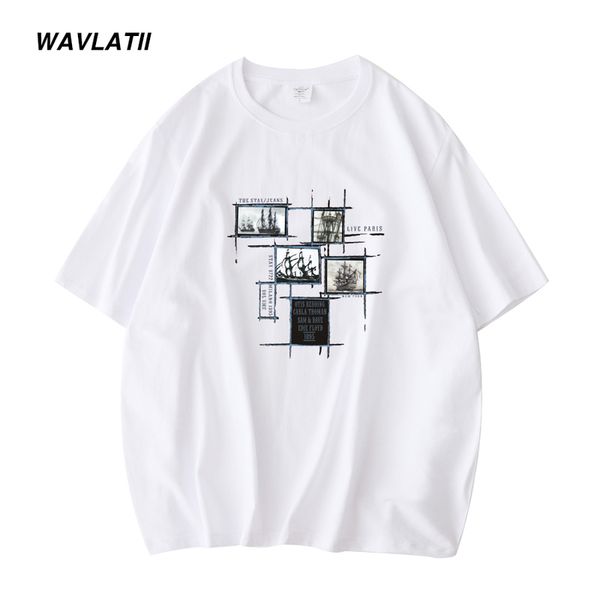 wavlatii men short sleeve t shirts female 100% cotton cool print summer tees wmt2104 220615, White;black
wavlatii men short sleeve t shirts female 100% cotton cool print summer tees wmt2104 220615, White;black