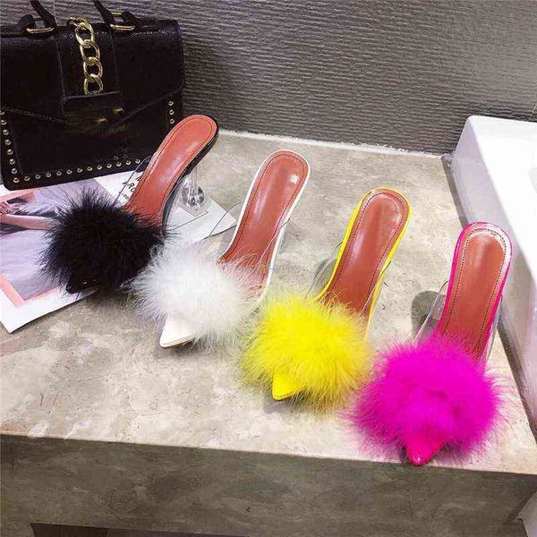 korean style new pvc shoes woman feather transparent high heels fur pumps slippers women peep toe mules lady pumps slides whit t220730, Black
korean style new pvc shoes woman feather transparent high heels fur pumps slippers women peep toe mules lady pumps slides whit t220730, Black
