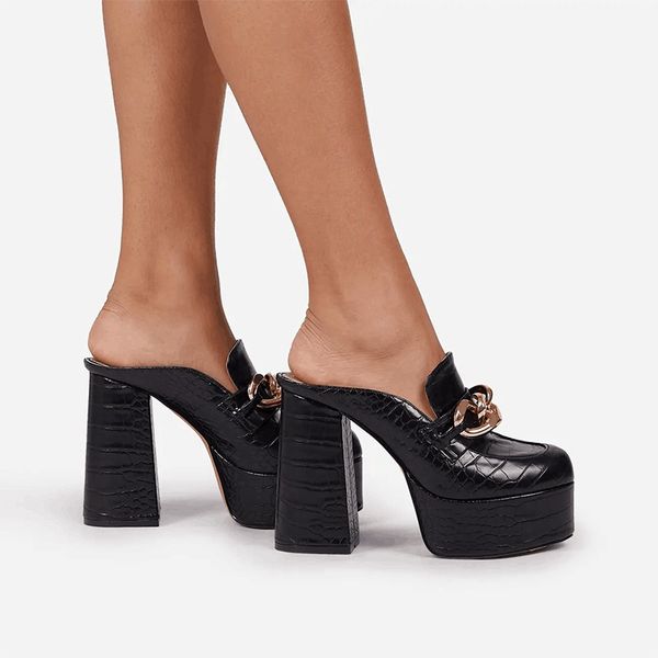new women pumps summer fashion leather sandals platform slippers woman round toe sandals thick high heels female designer slides, Black
new women pumps summer fashion leather sandals platform slippers woman round toe sandals thick high heels female designer slides, Black