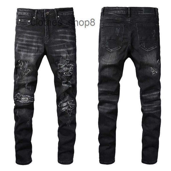 european and american designer men jeans trend a mirs-fluid street embroidered letter hole patch tight elastic black legged jeans, Blue
european and american designer men jeans trend a mirs-fluid street embroidered letter hole patch tight elastic black legged jeans, Blue