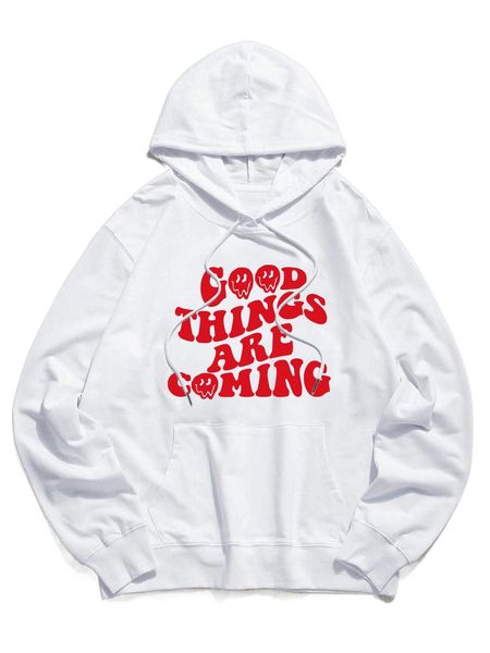 men slogan graphic kangaroo pocket drawstring hoodie x54z#, Black
men slogan graphic kangaroo pocket drawstring hoodie x54z#, Black