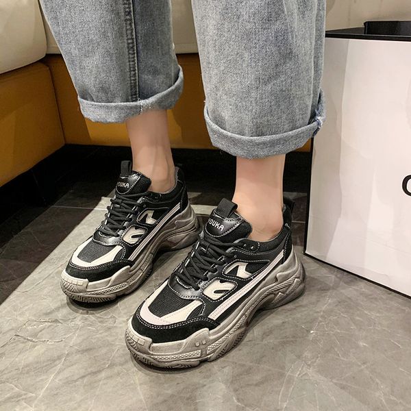 white black women sneakers platform shoes chunky heel casual shoes 2022 breathable comfortable ins selling, Black;yellow
white black women sneakers platform shoes chunky heel casual shoes 2022 breathable comfortable ins selling, Black;yellow