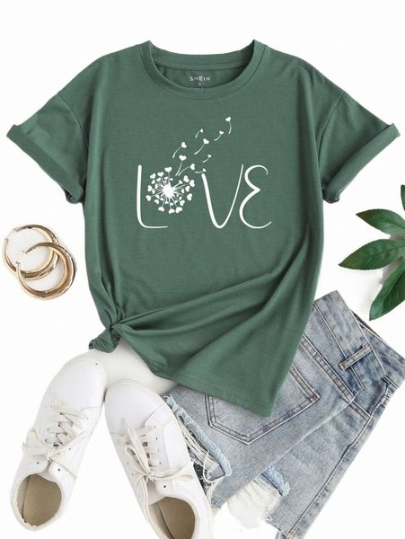 dandelion & letter graphic tee k7pg#, White
dandelion & letter graphic tee k7pg#, White