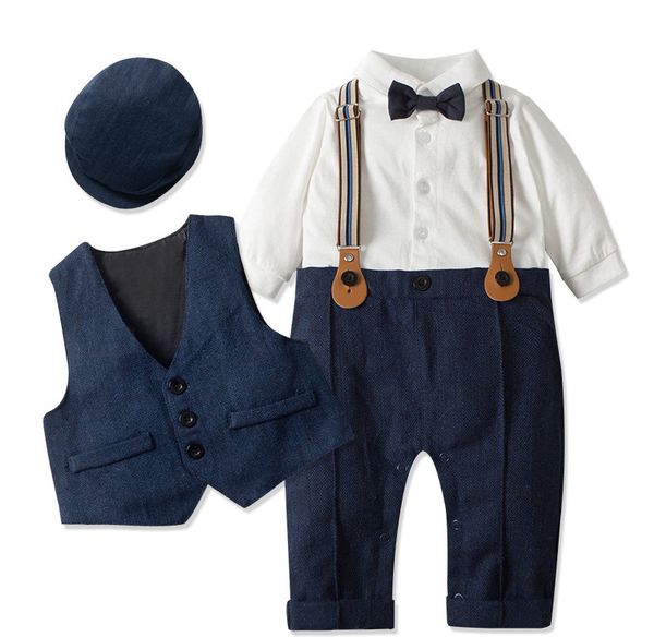2022 autumn newborn kids 1st birthday sets infant bows tie lapel long sleeve romper waistcoat hat 3pcs baby gentleman outfits clothes q7485, White
2022 autumn newborn kids 1st birthday sets infant bows tie lapel long sleeve romper waistcoat hat 3pcs baby gentleman outfits clothes q7485, White