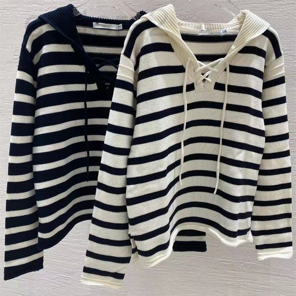 women's knits & tees designer straight 2022 early spring new navy stripe stitched knit collar long sleeve pullover drbg, White
women's knits & tees designer straight 2022 early spring new navy stripe stitched knit collar long sleeve pullover drbg, White
