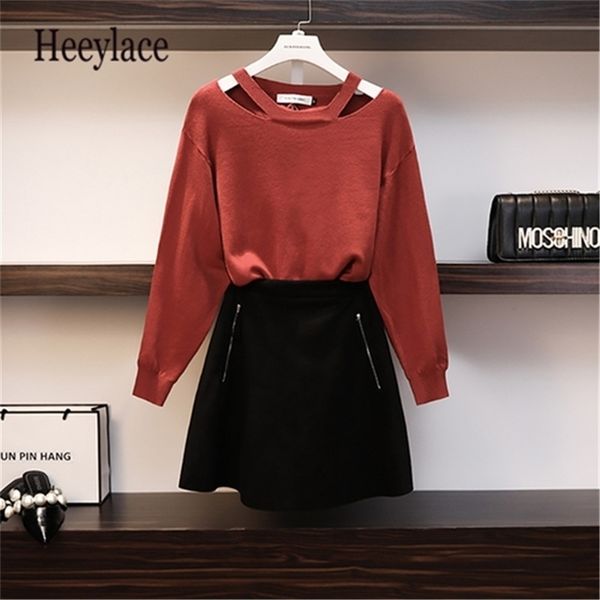 plus size 2 piece set for women new summer autumn long sleeve knitted sweaterleather suspender mini skirt girls set 5xl t200325, White
plus size 2 piece set for women new summer autumn long sleeve knitted sweaterleather suspender mini skirt girls set 5xl t200325, White