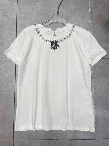 spring and summer new heavy industry pink rhinestone bead collar bow letter decoration short sleeve round neck t-shirt, White
spring and summer new heavy industry pink rhinestone bead collar bow letter decoration short sleeve round neck t-shirt, White