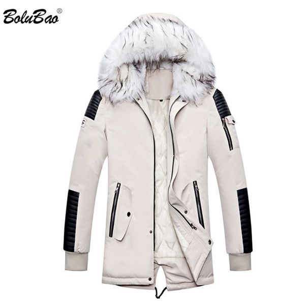 bolubao winter brand men parkas men's fashion casual thick warm parka male comfortable fur collar hooded parka coat 201127, Black