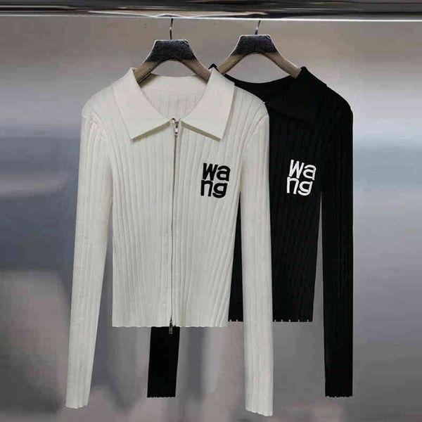 women's t-shirt dang's autumn and winter lapel zip knit women's embroidered letters elastic slim fit versatile top, White
women's t-shirt dang's autumn and winter lapel zip knit women's embroidered letters elastic slim fit versatile top, White