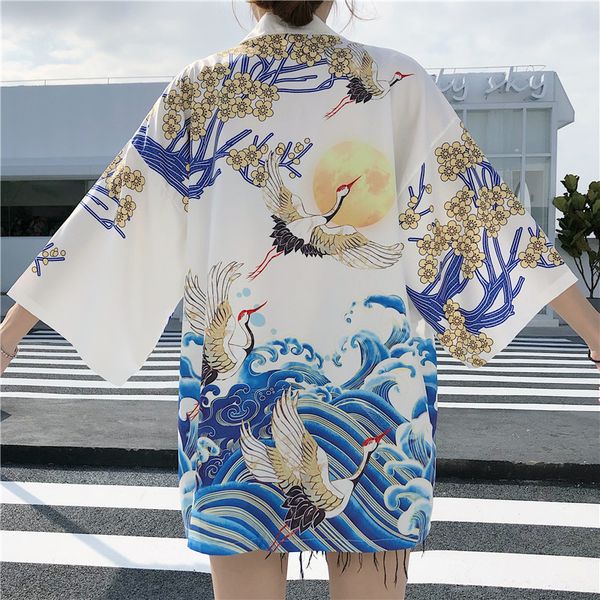 2022 new black white crane print harajuku cardigan japanese kimono asia summer blouse casual woman s cosplay, Red
2022 new black white crane print harajuku cardigan japanese kimono asia summer blouse casual woman s cosplay, Red