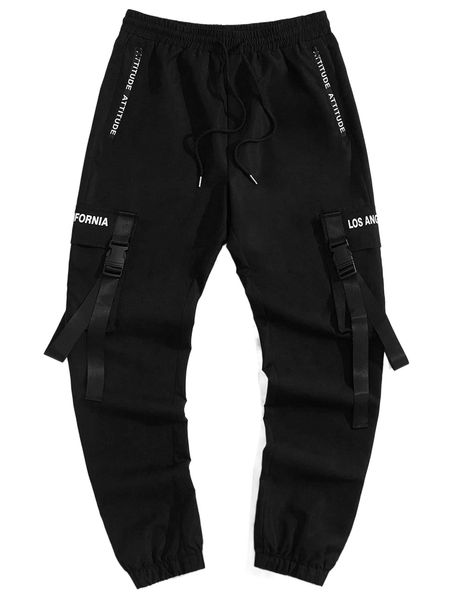 men letter graphic release buckled flap pocket drawstring waist cargo pants 91aj#, Black
men letter graphic release buckled flap pocket drawstring waist cargo pants 91aj#, Black