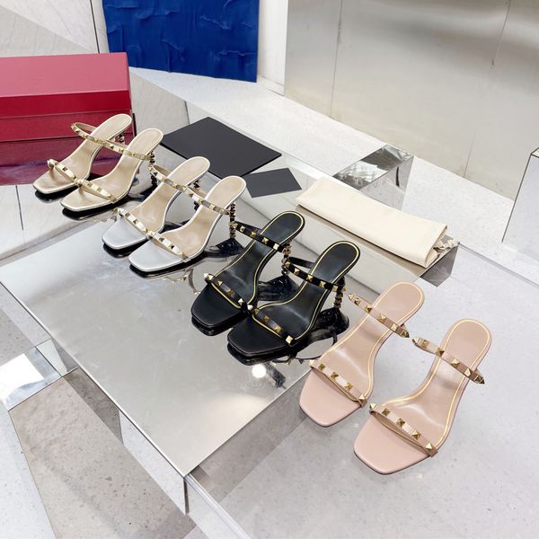 tide designer women sandals slides leather narrow band classic rivets stylish party wedding elegant stiletto shoes ladies slip-on high heels, Black
tide designer women sandals slides leather narrow band classic rivets stylish party wedding elegant stiletto shoes ladies slip-on high heels, Black