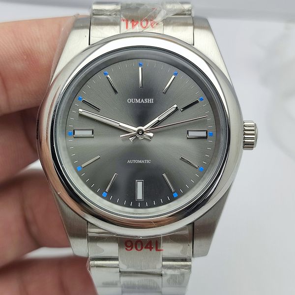 new 41mm men's watch automatic mechanical grey dial sapphire glass waterproof, Slivery;brown
new 41mm men's watch automatic mechanical grey dial sapphire glass waterproof, Slivery;brown