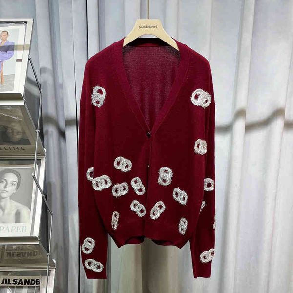 women's knits & tees yang mi's same long sleeved sweater jacket is loose and thin. 2022 early spring letter printed silver thread, White
women's knits & tees yang mi's same long sleeved sweater jacket is loose and thin. 2022 early spring letter printed silver thread, White