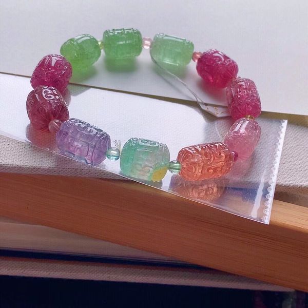 natural colorful tourmaline clear beads bracelet 15/11mm candy carved beads tourmaline women men crystal jewelry aaaaaaa, Silver
natural colorful tourmaline clear beads bracelet 15/11mm candy carved beads tourmaline women men crystal jewelry aaaaaaa, Silver