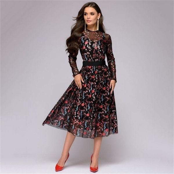 arrived fashion womens explosive digital printed long sleeve thin dresses y200326, Black;gray