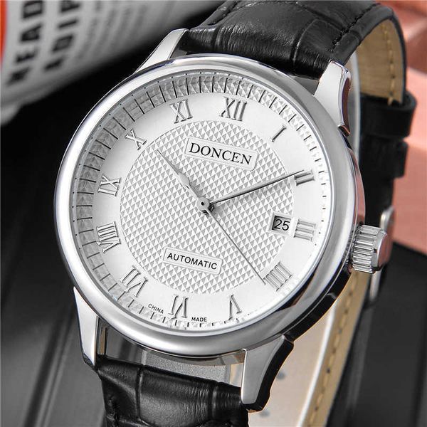 designer watches calendar three pin simple automatic mechanical watch men's watch, Slivery;brown
designer watches calendar three pin simple automatic mechanical watch men's watch, Slivery;brown