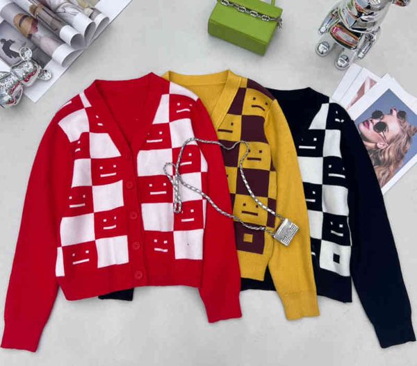 luxury designer womens sweaters fashion brand square patchwork smiley pattern v-neck button cardigan knit sweater fashion designer women clo, White;black
luxury designer womens sweaters fashion brand square patchwork smiley pattern v-neck button cardigan knit sweater fashion designer women clo, White;black