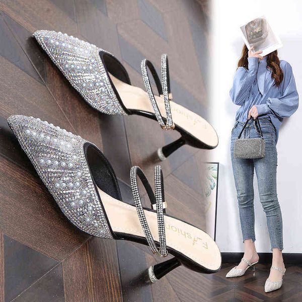 designer women's high heel sandals baotou half slipper wear high heels and thin heels. 2022 summer cool slippers pearl lazy pointed hea, Black
designer women's high heel sandals baotou half slipper wear high heels and thin heels. 2022 summer cool slippers pearl lazy pointed hea, Black