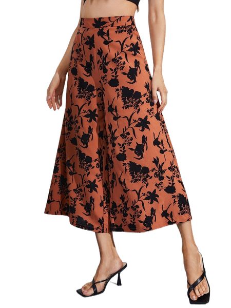 allover floral print wide leg pants 95dn#, Black;white
allover floral print wide leg pants 95dn#, Black;white