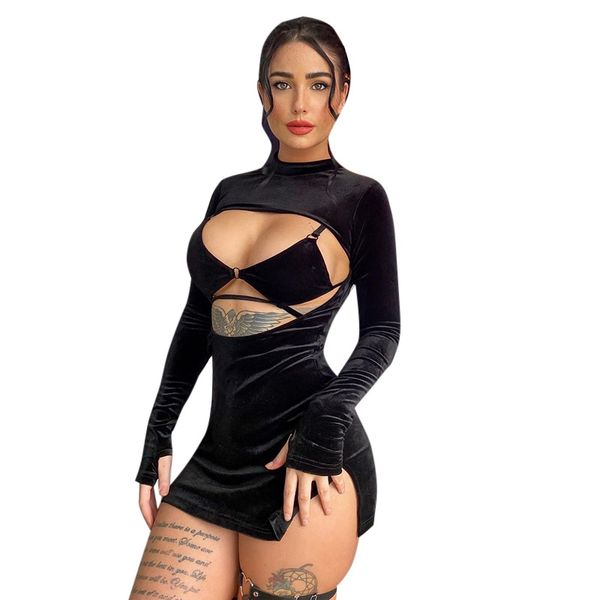 casual dresses hirigin velvet long sleeve hollow out slit mini dress high neck lace up bodycon streetwear party club autumn winter, Black;gray
casual dresses hirigin velvet long sleeve hollow out slit mini dress high neck lace up bodycon streetwear party club autumn winter, Black;gray