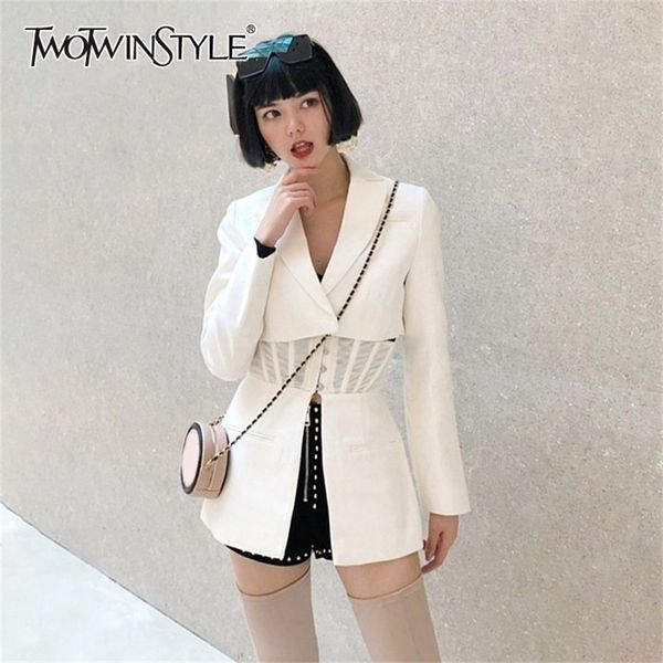 casual solid blazer women lapel long sleeve high waist slim button female clothes fashion spring y201026, White;black
casual solid blazer women lapel long sleeve high waist slim button female clothes fashion spring y201026, White;black