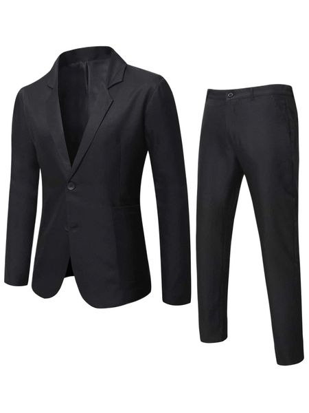 men single button blazer & tailored pants l3bw#, White;black